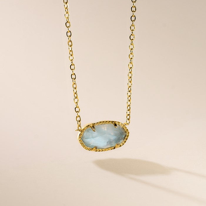 Oval stone necklace Gold