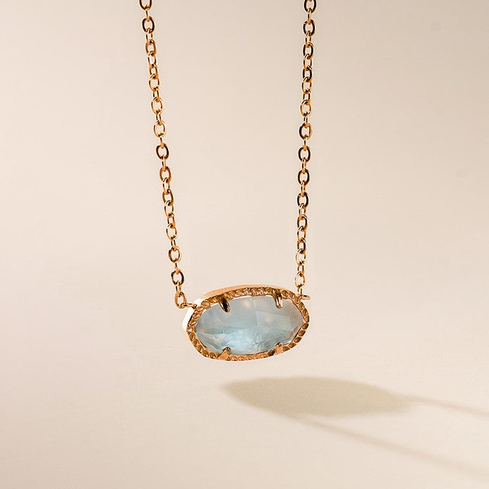 Oval stone necklace Rose Gold