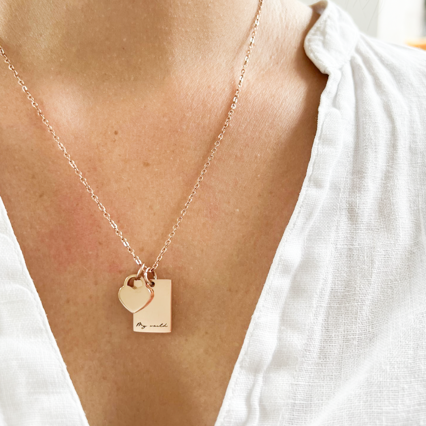 Petite Tag Necklace Rose Gold