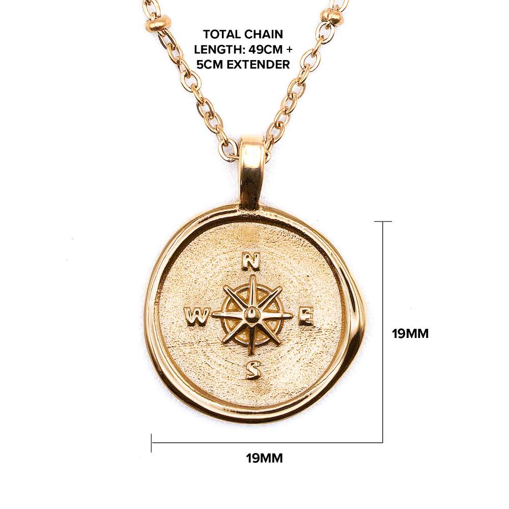 Compass Necklace Rose Gold
