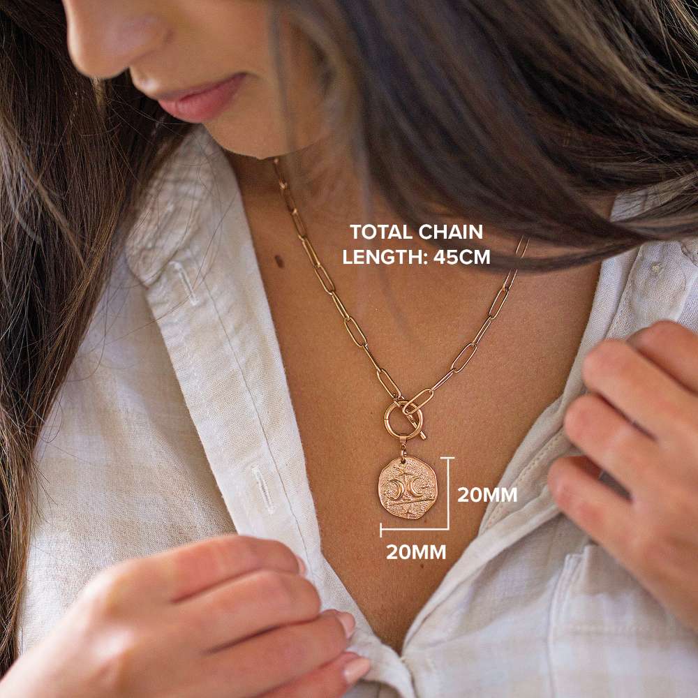 Star moon fob style necklace Rose Gold