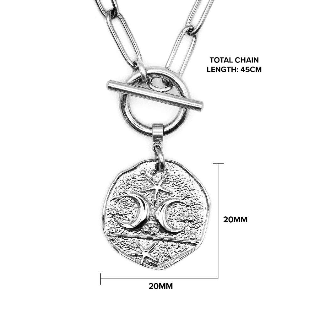 Star moon fob style necklace Silver