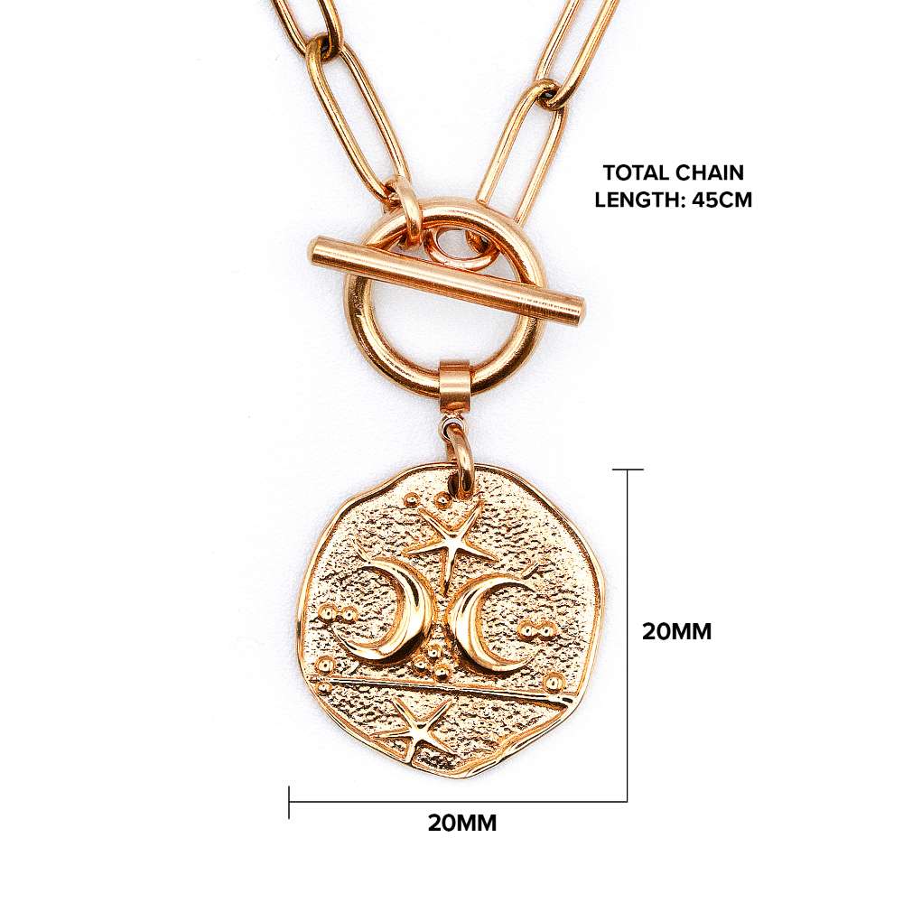 Star moon fob style necklace Rose Gold