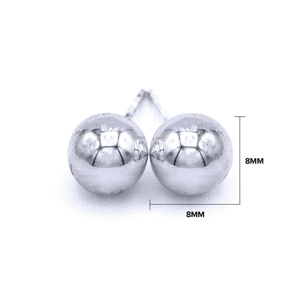 Italian 8mm Sterling Silver Ball Stud Earrings